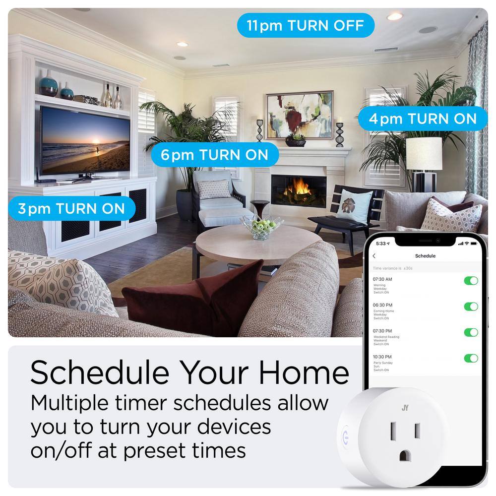 White Smart Plug with WiFi Remote Control for Alexa and Google Assistant