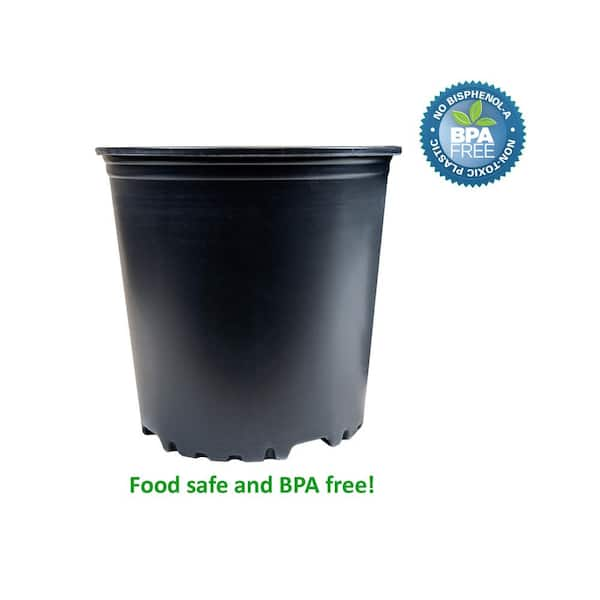 Viagrow 2 qt. Plastic Nursery Trade Pots with Coconut Coir Growing Media (50-Pack), Black