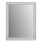 28 in. W x 36 in. H (M1) Framed Rectangular Deluxe Glass Bathroom Vanity Mirror in Chrome and Linen