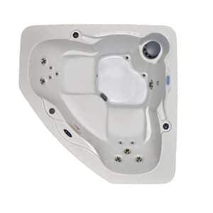3-Person 14 Jet Corner Hot Tub Spa with LED Lighting and Waterfall Feature