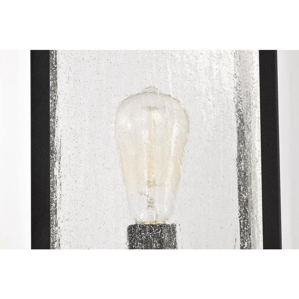 Sullivan Matte Black Outdoor Post Lantern with Clear Seeded Glass