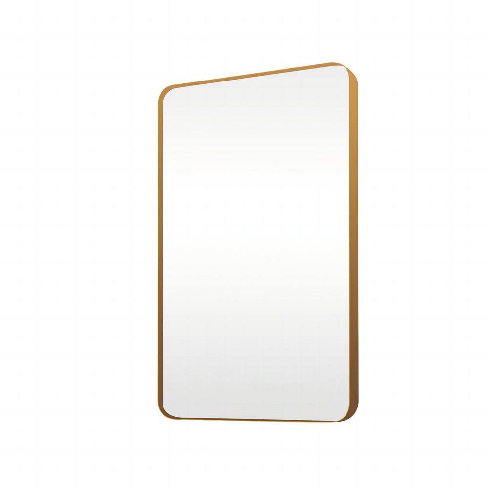 WELLFOR 24 in. W x 36 in. H Rectangle Aluminum Alloy Framed Wall Bathroom Vanity Mirror in Gold