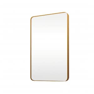 24 in. W x 36 in. H Rectangle Aluminum Alloy Framed Wall Bathroom Vanity Mirror in Gold