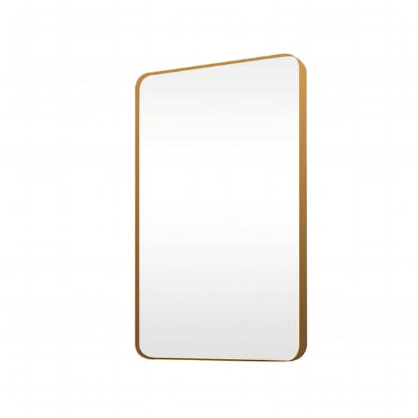 WELLFOR 24 in. W x 36 in. H Rectangle Aluminum Alloy Framed Wall Bathroom Vanity Mirror in Gold