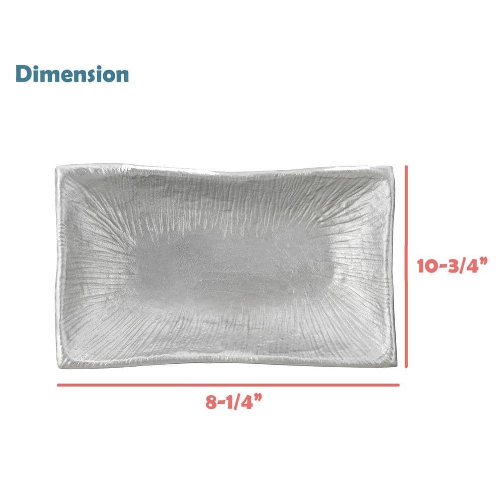 Nickel Finish Rectangular Cast Aluminum Serving Tray