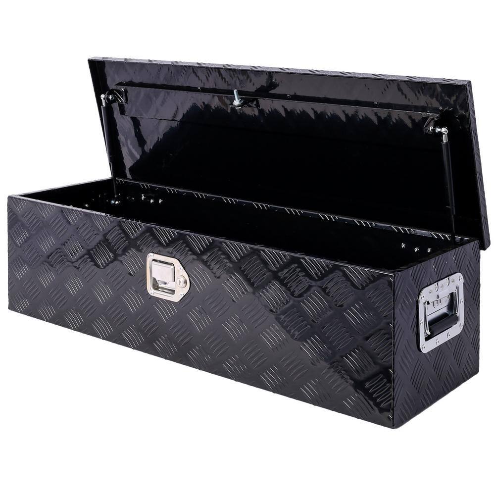 10.2 in. H x 39 in. W x 13 in. D Black Aluminum Tool Box, Heavy-Duty Truck 