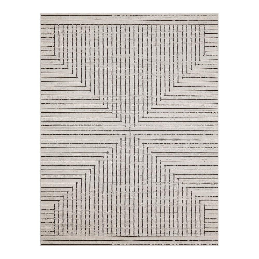 Avondale Beige 7 ft. x 9 ft. Striped Indoor/Outdoor Area Rug