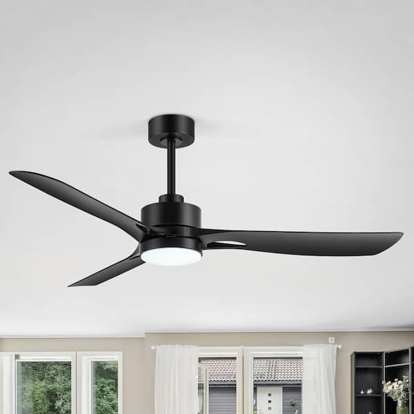 Breezary Blaine 56 in. Integrated LED Indoor Black Ceiling Fan with Light and Remote Control Included