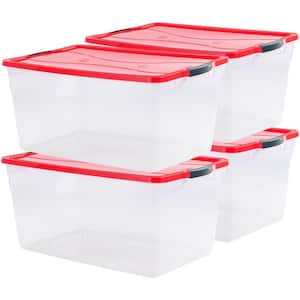 Cleverstore Clear 71 Qt./18 Gal., Holiday Storage Containers with Lids (Pack of 4)