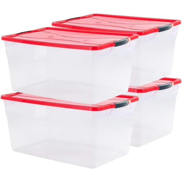 Rubbermaid Cleverstore Clear 71 Qt./18 Gal., Holiday Storage Containers with Lids (Pack of 4)