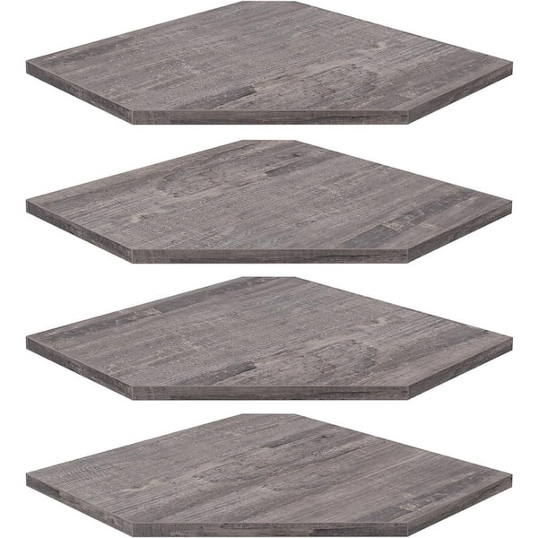 11.81 in. x 1.58 in. x 11. 81 in. Grey Floating Shelf Decorative Wall Shelf Set of 4