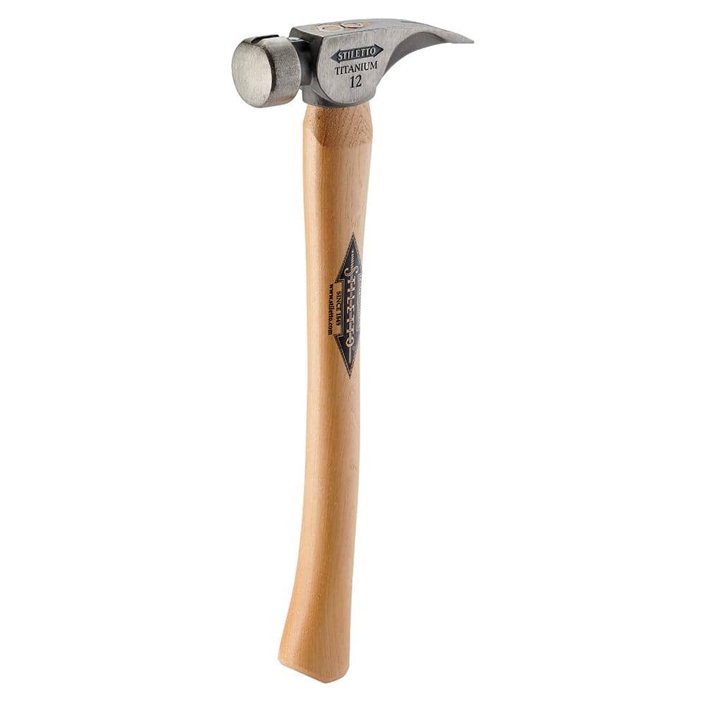 Stiletto 12 oz. Titanium Smooth Face Hammer with 18 in. Curved Hickory ...