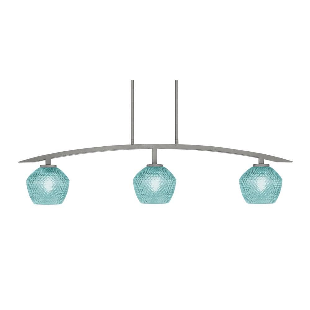 Siena 41 in. 3-Light Graphite Chandelier with 6 in. Turquoise Textured Glas