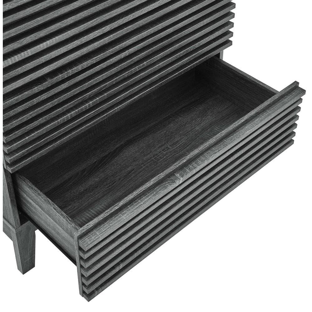 Charcoal Mid-Century 3-Drawer Bachelor's Chest with Tapered Legs