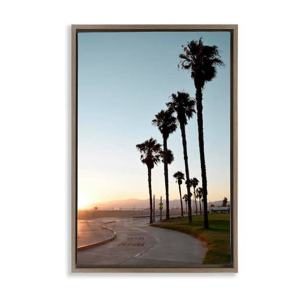Stupell Industries Clear Day Palm Trees by Natalie Carpentieri Brown Floater Frame Nature Graphic Art Print 25 in. x 17 in.