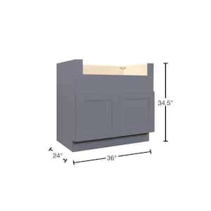 Lancaster Gray Plywood Shaker Stock Assembled Farm Sink Base Kitchen Cabinet 36 in. W. x 34.5 in. H x 24 in. D