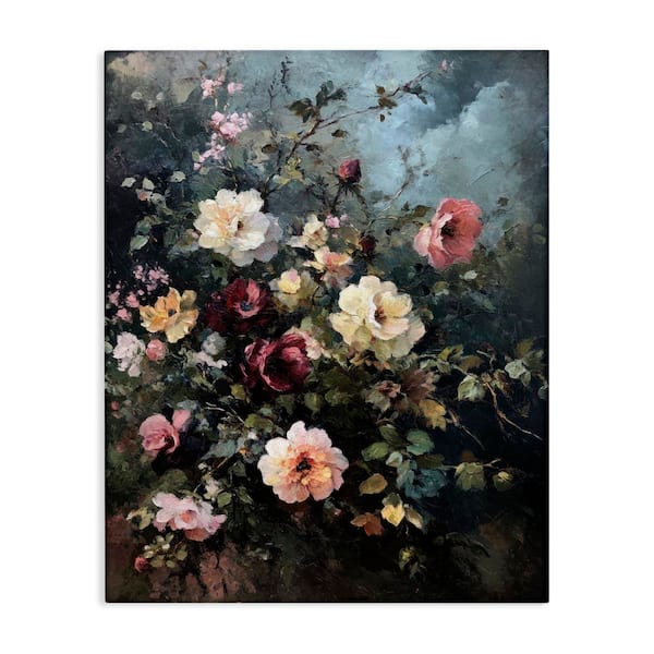 Stupell Industries Moody Dark Bouquet by Petal Prints Design Unframed Nature Graphic Art Print 40 in. x 30 in.