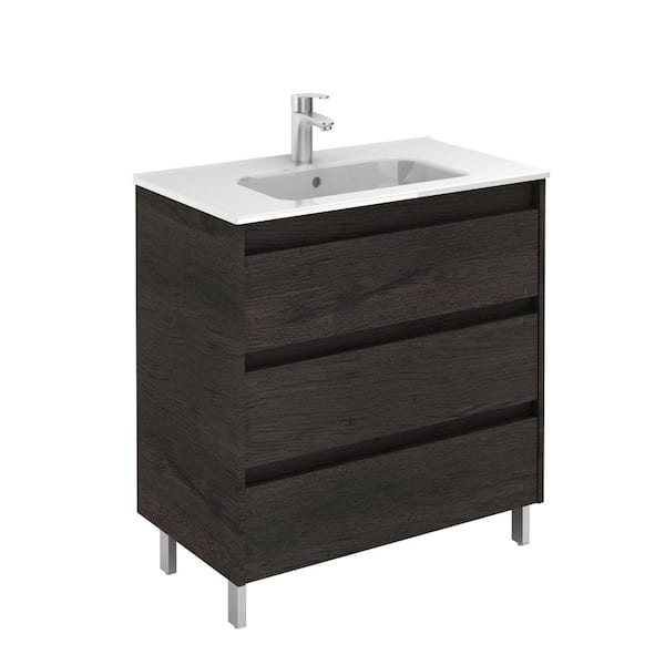 ROYO Sansa 32 in. W x 18 in. D Bath Vanity in Essence Wenge with Ceramic Vanity Top White