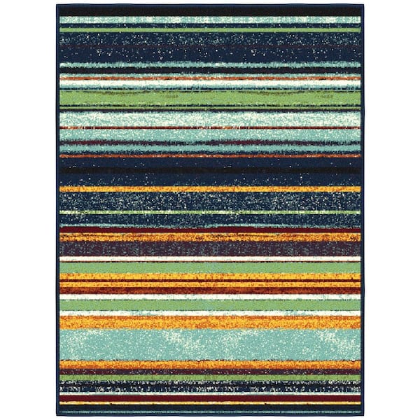 Ottomanson Ottohome Collection Non-Slip Rubberback Striped 2x3 Indoor Entryway Mat, 2 ft. 3 in. x 3 ft., Multicolor