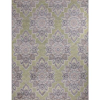 Lara Green 5 ft. x 7 ft. Geometric Indoor/Outdoor Area Rug