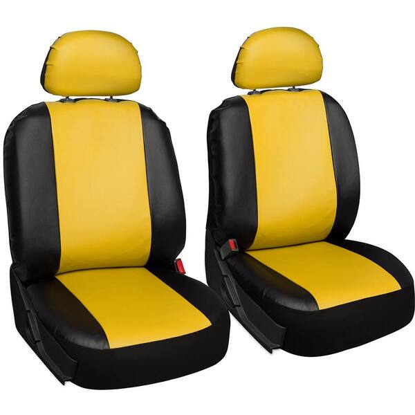 OxGord Polyurethane Seat Covers 21.5 in. L x  21 in. W x 31 in. H  Seat Cover Set in Yellow and Black (6-Piece)