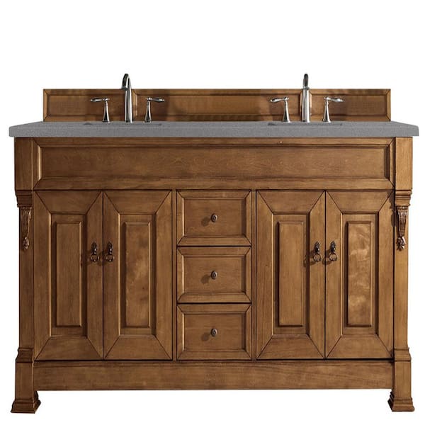James Martin Vanities Brookfield 72 in. W x 23.5 in. D x 34.3 in. H Double Vanity in Country Oak with Grey Expo Top