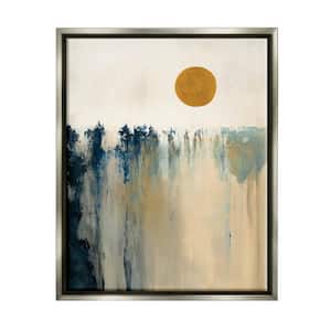 Abstract Daytime Sun Landscape Fluid Shapes Design by Dina D'Argo Floater Frame Abstract Wall Art Print 31 in. x 25 in.