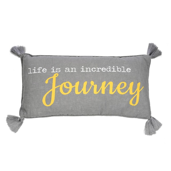 LEVTEX HOME Taryn Grey Journey Print 12 in. x 24 in. Throw Pillow