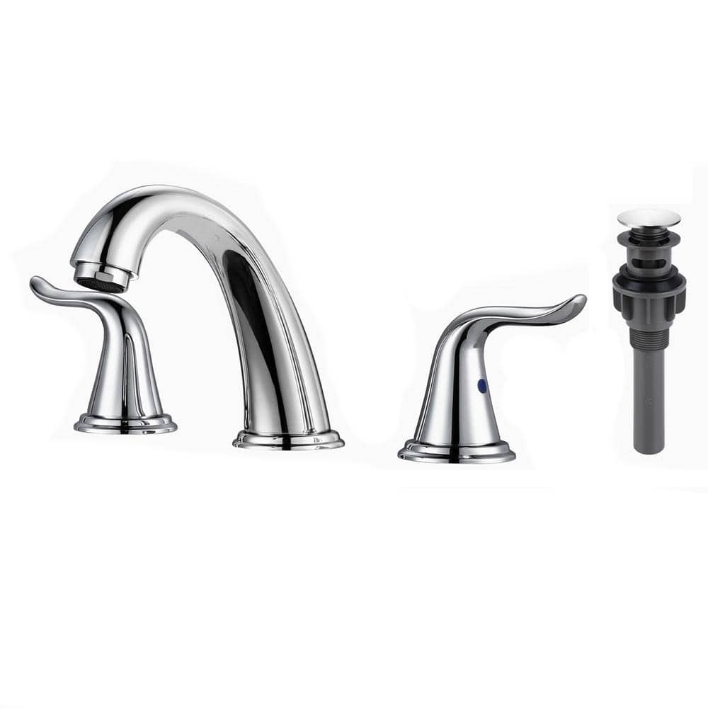 ALEASHA 8 in. Widespread Double Handle Bathroom Sink Faucet in Chrome