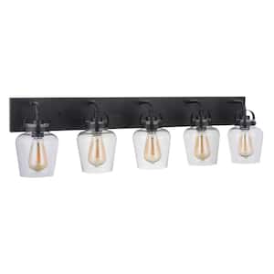 Trystan 38 in. 5-Light Flat Black Finish Vanity Light with Clear Glass