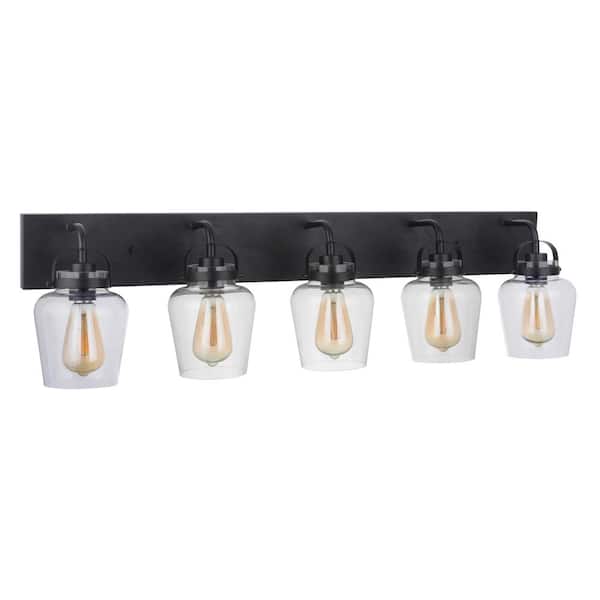 CRAFTMADE Trystan 38 in. 5-Light Flat Black Finish Vanity Light with Clear Glass