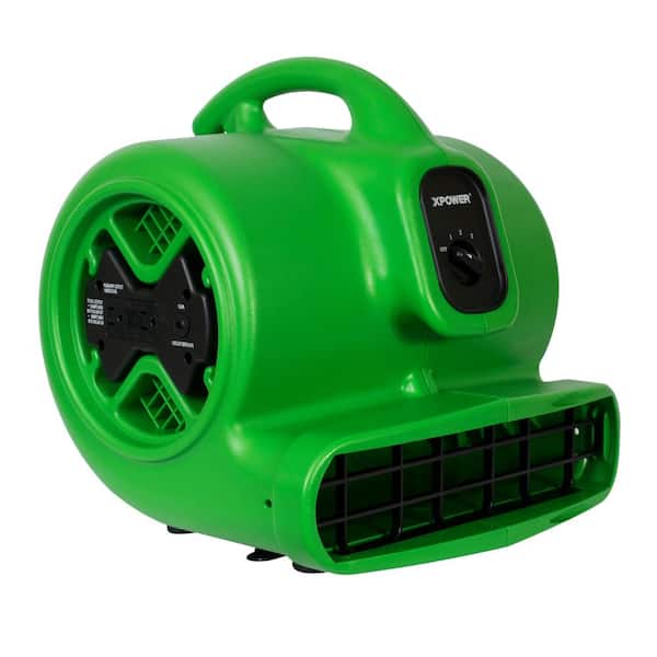 XPOWER X-600A 1/4 HP 1600 CFM 3-Speed Air Mover Carpet Dryer Floor Blower Fan in Green