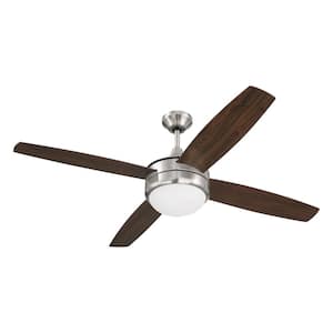 Phaze II 52 in. Indoor Brushed Nickel Finish Ceiling Fan, Integrated Single Light Kit & 4-Speed Wall Control Included