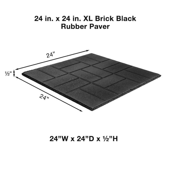 Envirotile 24 In X Xl Brick, 24 X Rubber Patio Pavers