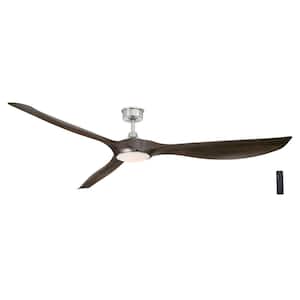 Marlon 84 in. Integrated LED Indoor Brushed Nickel Ceiling Fan with Java Oak Blades and Remote Control