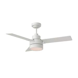 Jovie 44 in. Modern Indoor/Outdoor Matte White Ceiling Fan with White Blades and Integrated LED Light Kit