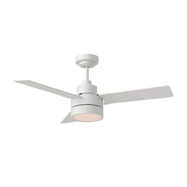 Generation Lighting Jovie 44 in. Modern Indoor/Outdoor Matte White Ceiling Fan with White Blades and Integrated LED Light Kit