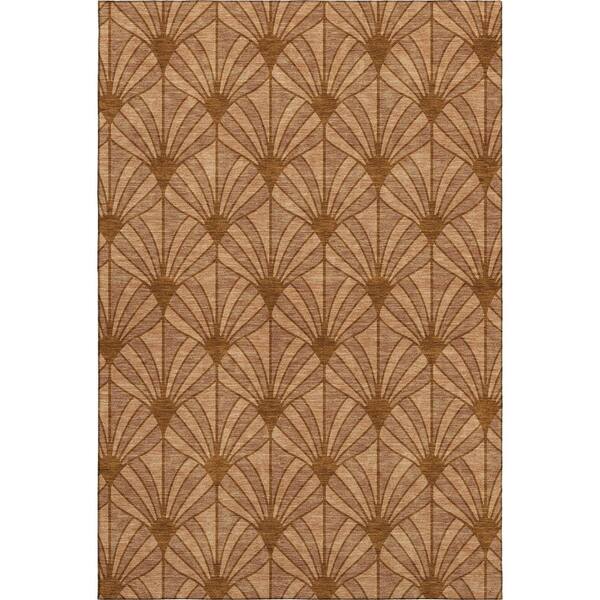 Mayfield Premium Machine Washable Abstract AMF2426 Paprika 9 ft. x 12 ft. Area Rug