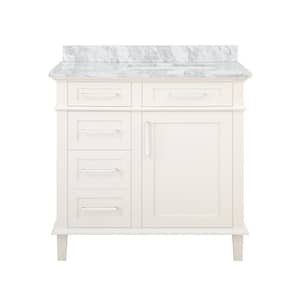 Sonoma 36 in. Single Sink Freestanding Off White Bath Vanity with Carrara Marble Top (Assembled)