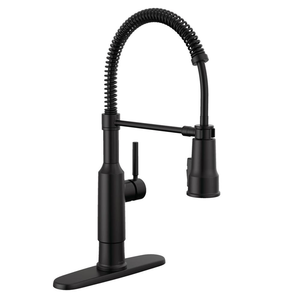 Matte Black Single Handle Pull-Down Spring Kitchen Faucet