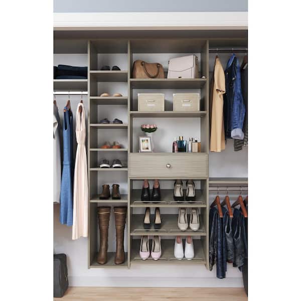 Closet Evolution 24 in. x 14 in. Rustic Grey Wood Shelves (2-Pack