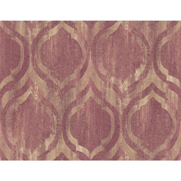 Seabrook Designs Old Danube Gold and Raspberry Ogee Paper Strippable Roll (Covers 60.75 sq. ft.)