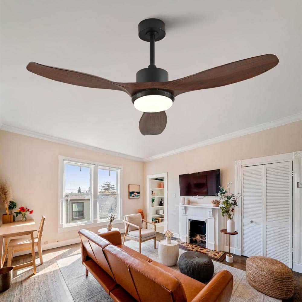52 Inch Modern Black Ceiling Fan With Light 3 ABS Blades Remote Control Reversible DC Motor With Dimmable LED price history on PriceWatchPro