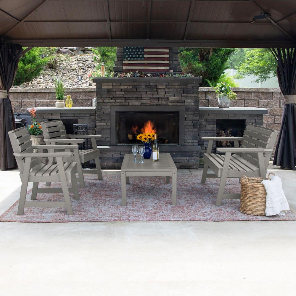 Weatherly Harbor Gray 4-Piece Recycled Plastic Patio Conversation Set price history on PriceWatchPro
