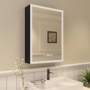 20 in. W x 28 in. H Small Rectangular Aluminum RGB LED Light Surface Mount Medicine Cabinet with Mirror, Right Hinge