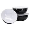 Golden Rabbit Solid Black 3-Piece Enamelware Mixing Bowl Set with Lids BK54  - The Home Depot