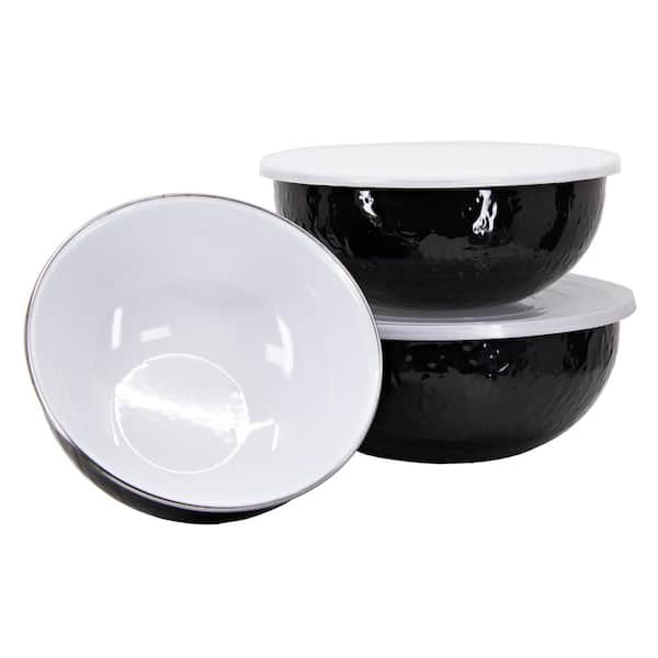 Enamelware Mixing Bowls - Black and White - Tinsmiths