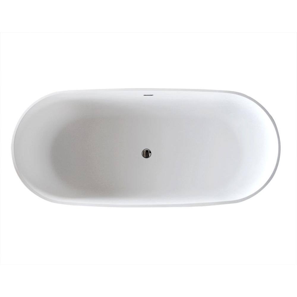 Badi 70.8'' Matte White Solid Surface Freestanding Bathtub