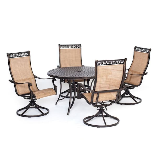 Hanover Manor 5-Piece Round Patio Dining Set with Four Swivel Rockers