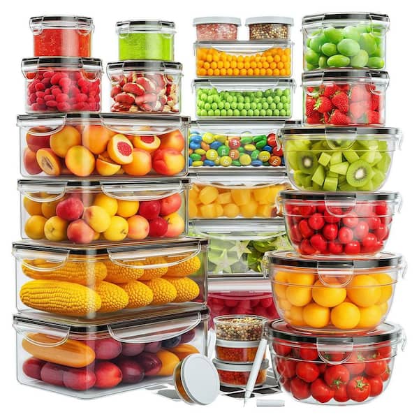 Airtight 26 Pack Food Storage Containers Set Microwave Dishwasher Safe Leakproof BPA-Free Plastic with Labels & Pen